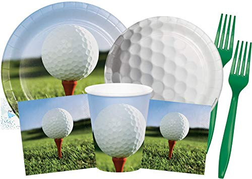 Golf Party Supplies and Decorations - Golf Party Plates and Napkins Cups   Forks for 16 People - Perfect Golf Birthday Party Decorations and Golf Birthday Party Supplies