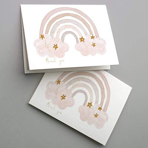 Rainbow Thank You Cards - 24 Blush Rainbow Thank You Cards wWhite Envelopes - Assorted Realistic Texture Designs - Personalized Stationery Printed in the USA by RitzyRose