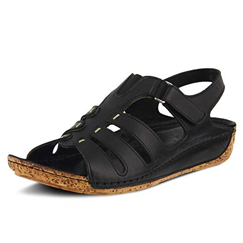 Spring Step Womens Evelin Flat Sandal Black 37 M EU US 6_5-7 US