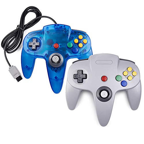 2xClassic N64 Controller kiwitatá Retro N64 Wired Video Game Pad Controller Joystick for N64 Console Nintendo 64 System Ice BlueGray
