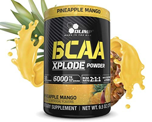 BCAA Powder - BCAAS Amino Acids - Amino Acid Supplements - BCAA Energy - Essential Amino Acids - BCAA Amino Acids - L-Glutamine Powder - Olimp Xplode - Pineapple Mango Powder - 9_5 oz - 30 Serving