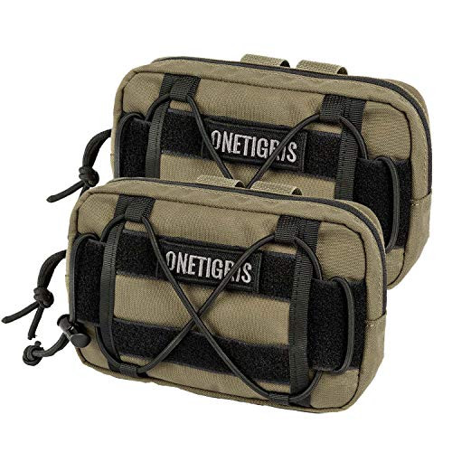 OneTigris EDC Horizontal MOLLE Pouch for Tool Treat Med 2 Pack Coyote Brown