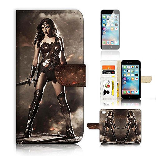 ( For iPhone 7 Plus ) Flip Wallet Case Cover and Screen Protector Bundle A9090 Wonder Woman