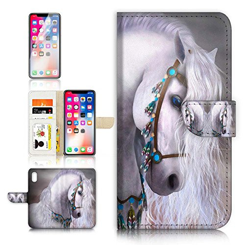 ( For iPhone X ) Flip Wallet Case Cover & Screen Protector Bundle! A20470 Princess Horse