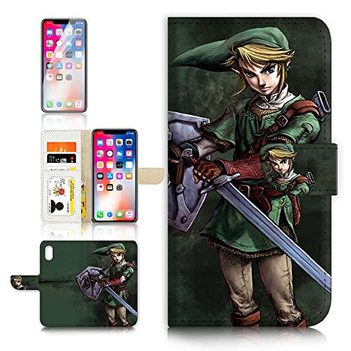 ( For iPhone X ) Flip Wallet Case Cover & Screen Protector Bundle - A21403 Legend of Zelda