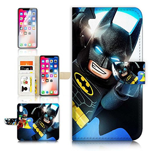 ( For iPhone X ) Flip Wallet Case Cover & Screen Protector Bundle - A21171 Batman Fly