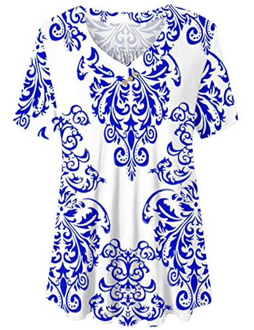U_Vomade Womens Plus Size Tops Short Sleeve Tunic Blouses Casual Summer Shirts 03 1X U_Vomade Womens Plus Size Tops Short Sleeve Tunic Blouses Casual Summer Shirts 03 1X