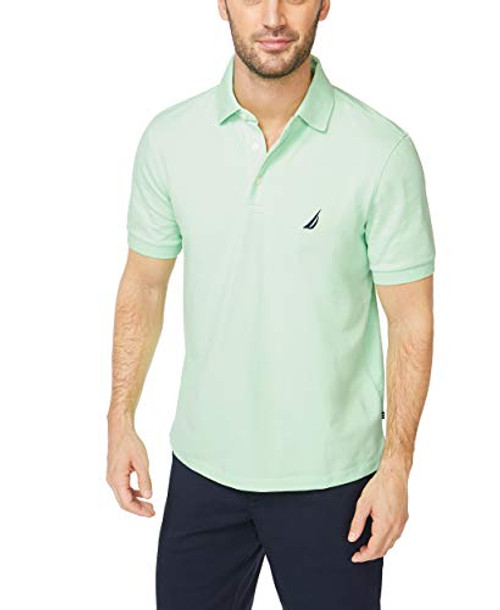 Nautica Mens Short Sleeve Solid Stretch Cotton Pique Polo Shirt ash Green Large