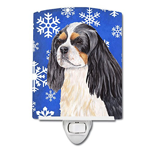 Carolines Treasures SC9391CNL Cavalier Spaniel Winter Snowflakes Holiday Ceramic Night Light 6x4x3 Multicolor
