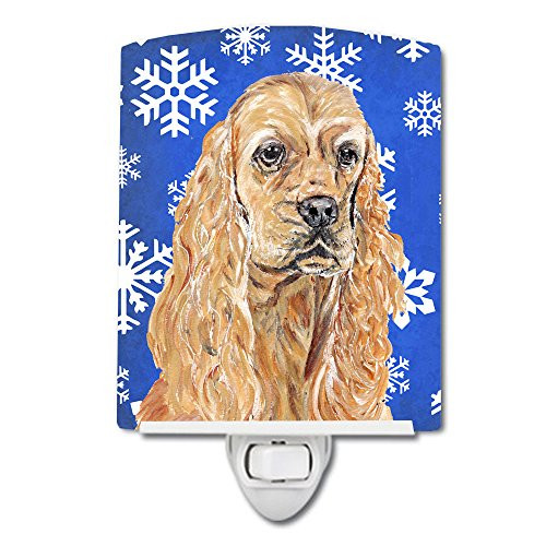 Carolines Treasures SC9598CNL Buff Cocker Spaniel Winter Snowflakes Ceramic Night Light 6x4x3 Multicolor
