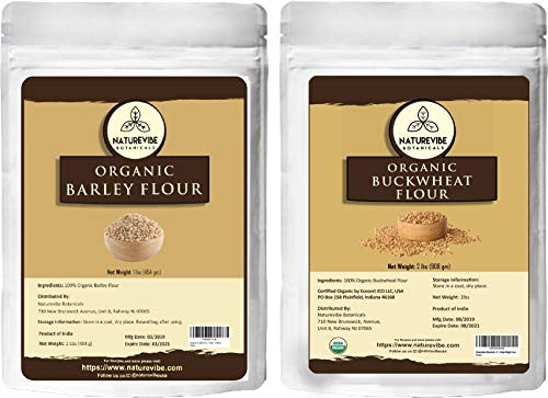 Naturevibe Botanicals Organic Barley1lb and Buckwheat 2lb flour combo  Weightloss Flours