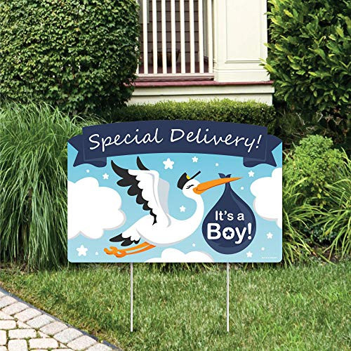 Big Dot of Happiness Boy Special Delivery - Its A Boy Stork Baby Shower Yard Sign Lawn Decorations - Party Yardy Sign