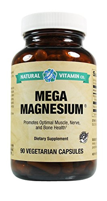 Natural Vitamin Co_ - Mega Magnesium Magnesium 400mg from Amino Acid Chelate Citrate and Malate 90 Capsules 1 Month Supply Gluten Free Vegetarian Vegan