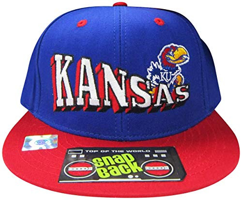Kansas Jayhawks BlueRed Two Tone Plastic Snapback Adjustable Plastic Snap Back HatCap