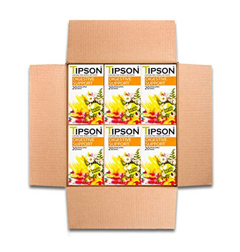 Tipson Tea Digestive Support Herbal Tea 6 Pack - Supports Calm and easing Digestive System- by MunchBox