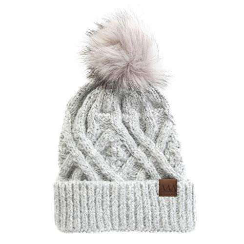 Delta Delta Delta Faux Fur Pom Beanie Hat Winter Tri Delta Gray