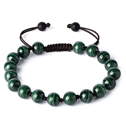 HASKARE Mens Tiger Eye Bracelets Natural Stone Tiger Eye Lava Rock Obsidian Beads Bracelet 7-8 F-Malachite HASKARE Mens Tiger Eye Bracelets Natural Stone Tiger Eye Lava Rock Obsidian Beads Bracelet 7-8 F-Malachite