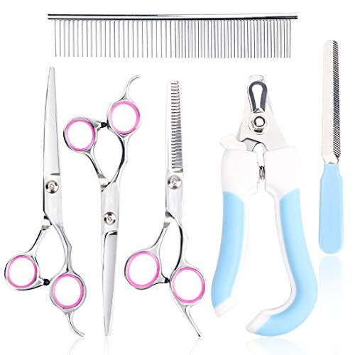 Idepet Dog Grooming Scissors Set 6 Pcs Pet Grooming Scissors for Dogs with Straight Scissor Curved Scissor Thinning Shear Grooming Comb Nail Clipper Nail File For Dog Cat Pet Scissor Grooming Idepet Dog Grooming Scissors Set 6 Pcs Pet Grooming Scissors for Dogs with Straight Scissor Curved Scissor Thinning Shear Grooming Comb Nail Clipper Nail File For Dog Cat Pet Scissor Grooming