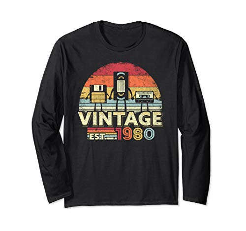 1980 Shirt_ Vintage 40th Birthday Gift Funny Music Tech Long Sleeve T-Shirt