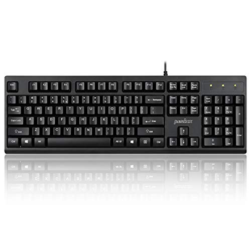 Perixx PERIBOARD-523 Wired Washable USB Keyboard TUV Certified with IP 58 Level Black US English Layout