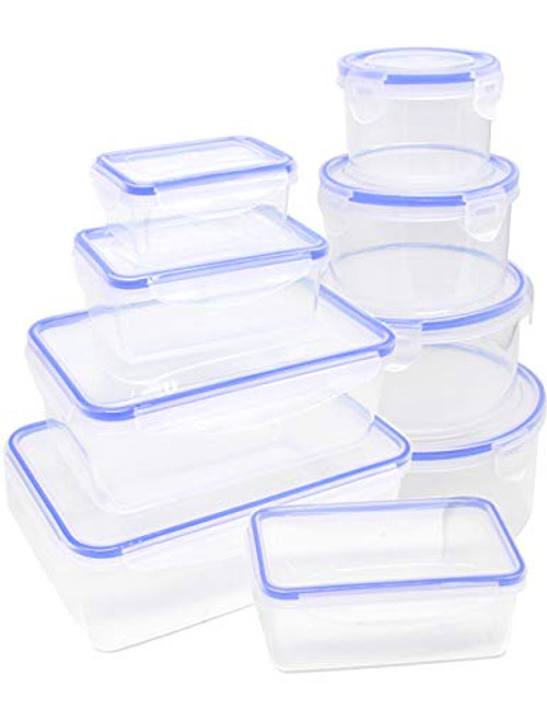 9 Pack Plastic Food Storage Containers Bowls Variety Size Freezer Microwave Dishwasher Safe Food Containers with Lids Airtight Leak Proof Meal Prep Boxes 352 fl_oz Total