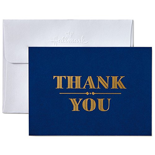 Hallmark Thank You Cards, Navy and Gold Foil (10 Cards with Envelopes)