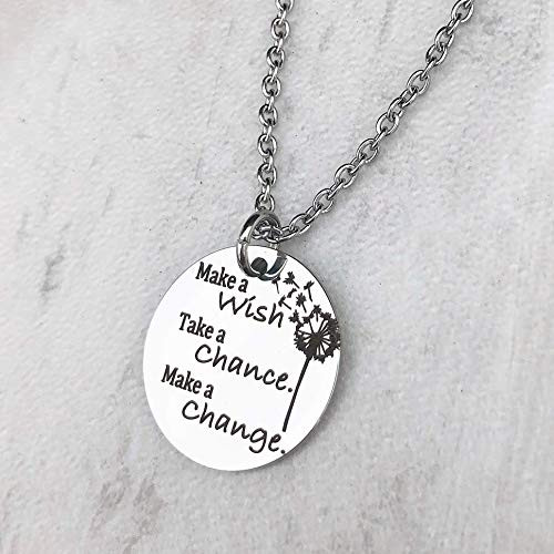 Make a Wish Take a Chance Make a Change Dandelion Necklace