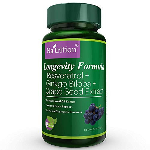 Natrition Resveratrol Plus 1500mg Maximum Strength Longevity Natural Antioxidant Supplement Promote Heart Brain Immune System Health - 120 Veggie Caps