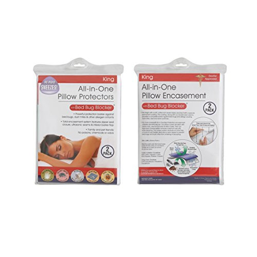 Bed Bug Blocker All-in-One Pillow Protector Cover Luxury Cotton Blend Protects Against Bugs Dust Mites and Allergens 2 Pack King