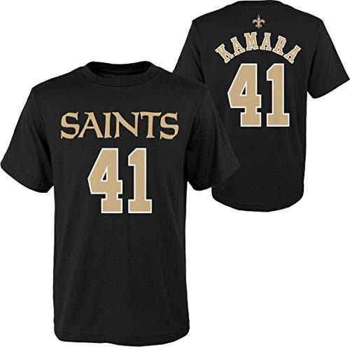 Outerstuff Alvin Kamara New Orleans Saints NFL Youth 8-20 Black Mainliner Player Name   Number T-Shirt Youth Medium 10-12