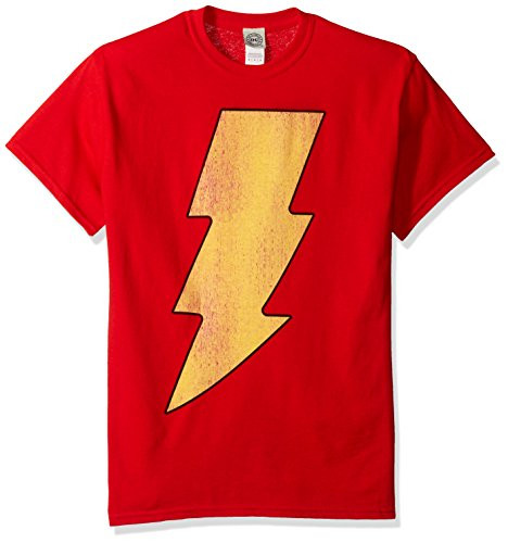 DC Comics Mens Shazam Short Sleeve T-Shirt Red Large