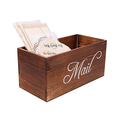 VENESUN Brown Wood Tabletop Decorative Mail Holder Box Wooden Box for Home Organization
