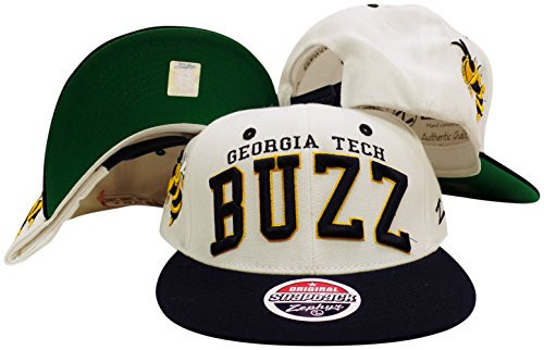 Zephyr Georgia Tech Yellow Jackets WhiteNavy Plastic Snapback Adjustable HatCap