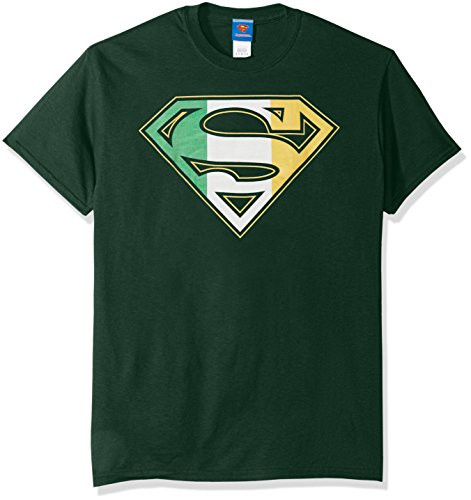 DC Comics Mens Superman Short Sleeve T-Shirt Hunter Green X-Large