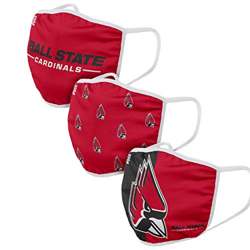 FOCO Ball State Cardinals NCAA Face Cover - Adult - 3 Pack Model Number FACECOVERNCAA
