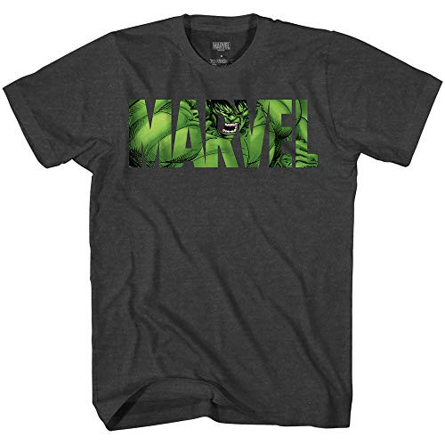 Marvel Logo Hulk Avengers Super Hero Adult Mens Graphic Tee T-Shirt Apparel Charcoal Heather Medium