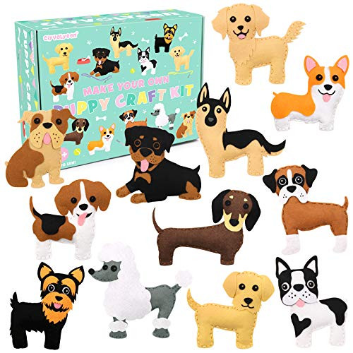 CiyvoLyeen Puppy Craft Kit Kids DIY Crafting and Sewing Set Dog Stuffed Animal Felt Plushie for Girls and Boys Educational Beginners Sewing Set CiyvoLyeen Puppy Craft Kit Kids DIY Crafting and Sewing Set Dog Stuffed Animal Felt Plushie for Girls and Boys Educational Beginners Sewing Set