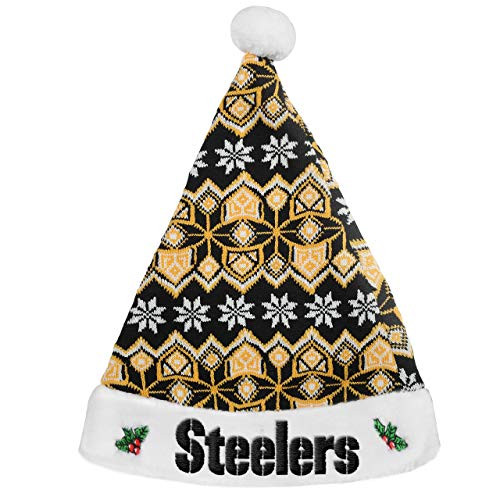 FOCO NFL Pittsburgh Steelers Knit Holiday Santa Hat Cap Team Color One Size FOCO NFL Pittsburgh Steelers Knit Holiday Santa Hat Cap Team Color One Size