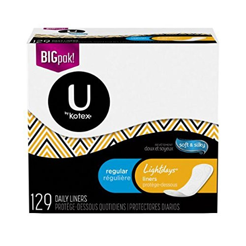 U by Kotex Lightdays Panty Liners Regular 129 Count Pack of 2