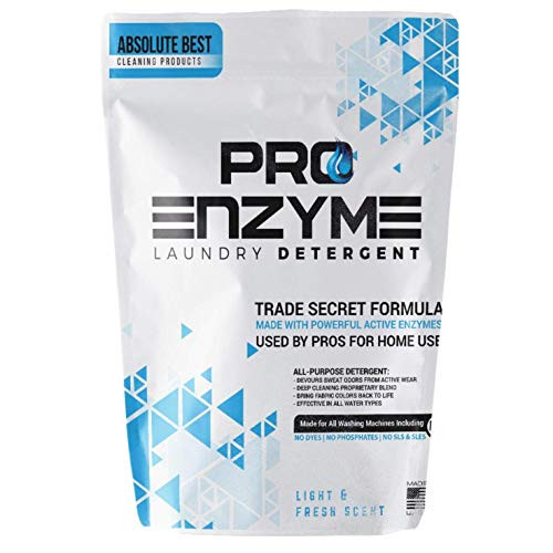 Pro-Enzyme Laundry Detergent Powder - Proprietary Active Enzymes for Home Washing Used by Professionals - Body Odor Sweat Stain Destroyer for Activewear Clothing Bedding - Fresh Deodorizer 48-oz