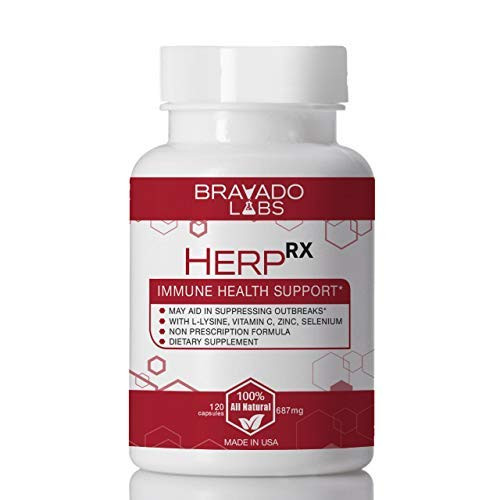 Premium Herpes Treatment Supplement - HerpRX - with L-Lysine Vitamin C and Zinc - Cold Sore Treatment - Anti-Herpes L Lysine Supplement for Adults - Herpes Immune Support - Shingles Treatment