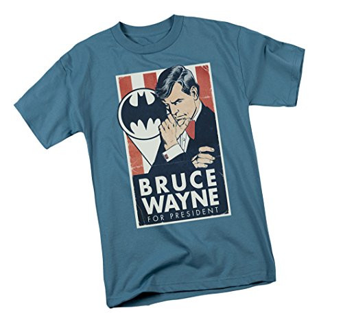 DC Comics Bruce Wayne for President - Batman Adult T-Shirt Small Blue