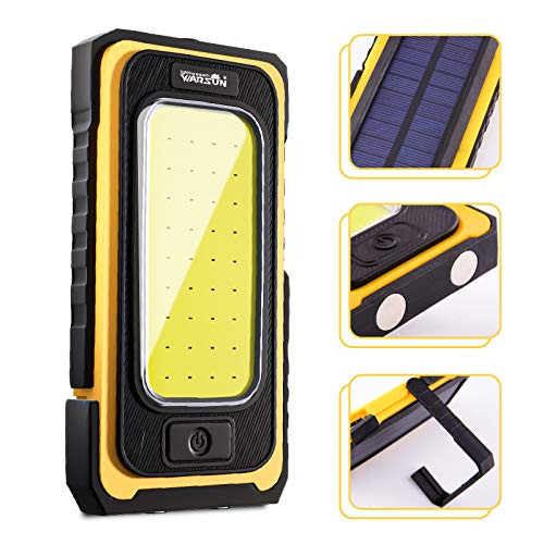 WARSUN Led Work Light Rechargeable Work LightPortable Magnetic Work Light Waterproof LED Solar Flood Lights for Outdoor Camping Hiking Emergency Car Repairing and Job Site Lighting