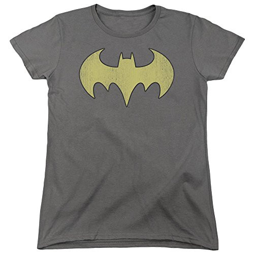 Trevco Dc Batgirl Logo Distressed Womens T Shirt Medium Charcoal