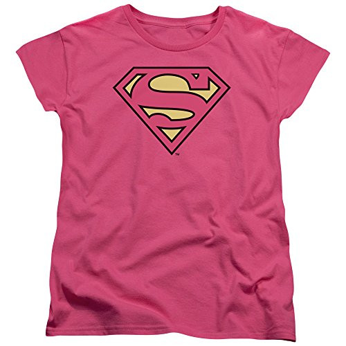 Trevco Dc Superman Classic Logo Womens T Shirt Small Hot Pink