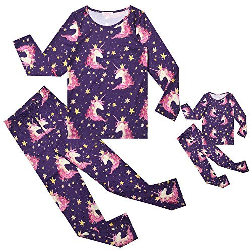 Matching Girls Dolls Pjs Star Unicorn Pajamas Set Fall Winter Sleepwear 6t 7t