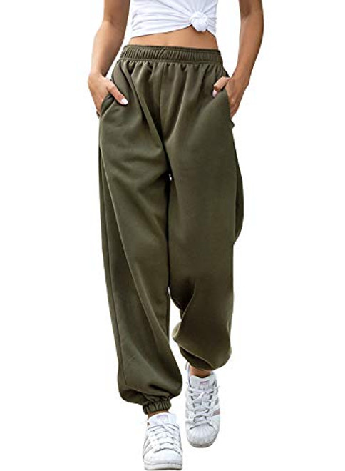 Yidarton Womens High Waisted Sweatpants Joggers Pants Drawstring Yoga Workout Lounge Pants with Pockets XX-Large Z-Thick Army Green Yidarton Womens High Waisted Sweatpants Joggers Pants Drawstring Yoga Workout Lounge Pants with Pockets XX-Large Z-Thick Army Green