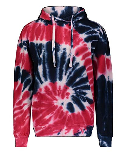 Wild Bobby Tie Dye Hoodie Assorted Collection Tie Dye Hooded Sweatshirt Navy Red X-Large