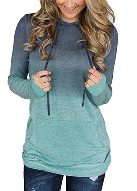 MODARANI Ombre Pullover Hoody Sweatshirt for Women Tie Die Hoodies Casual Pocket Shirt Green M MODARANI Ombre Pullover Hoody Sweatshirt for Women Tie Die Hoodies Casual Pocket Shirt Green M