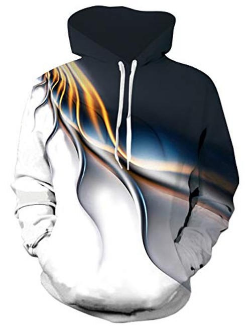 uideazone Mens Cool 3D Digital Printed Hooded Pullover Long Sleeve Hoodie Sweatshirt Outwear Designs with Big Pocket Front